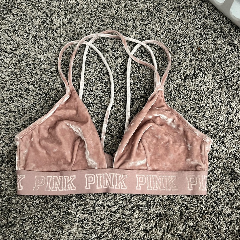 PINK Victoria's Secret Velvet Bralette in Soft Pink